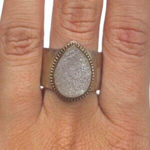 STERLING SILVER AND 18k GOLD DRUZY RING  NOWT